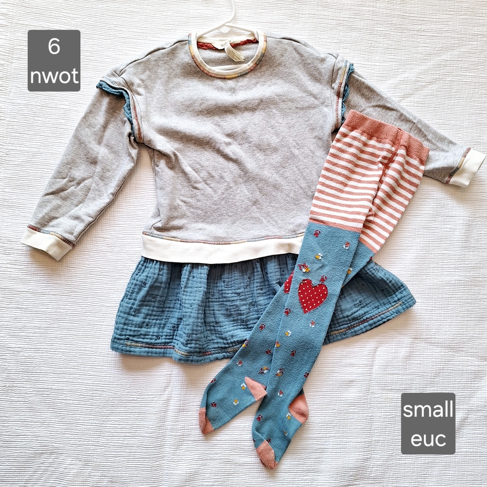 Matilda Jane Gray and Blue Kids' Set with Pink Accents